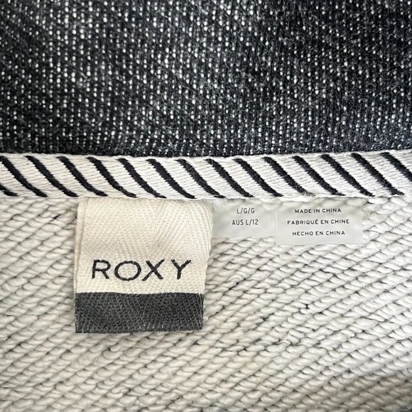 Roxy Marsupial Cowl-neck Heathered Black Pullover Terry like lining, Large - Picture 8 of 16